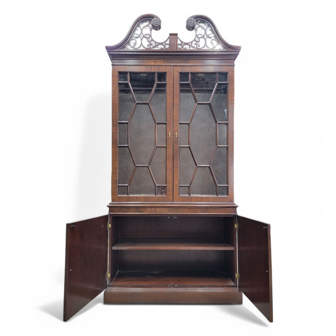 Antique Federal Style Flame Mahogany Display China Cabinet by Councill
