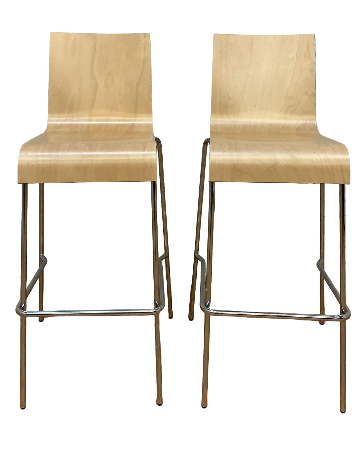 Vintage Postmodern Italian Bentwood Wave Bar Stools - Pair