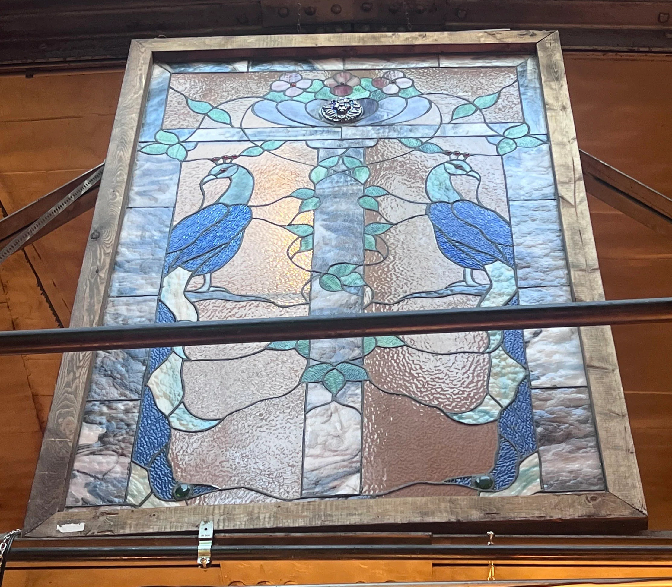 Vintage Peacock Design Stained Glass Window