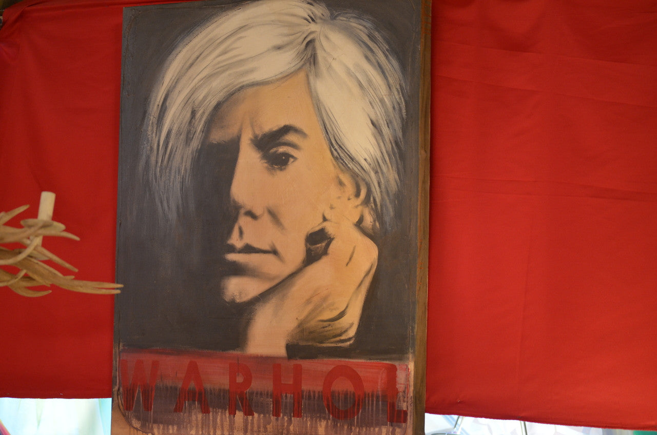 Vintage Oil Painting of Andy Warhol on Canvas