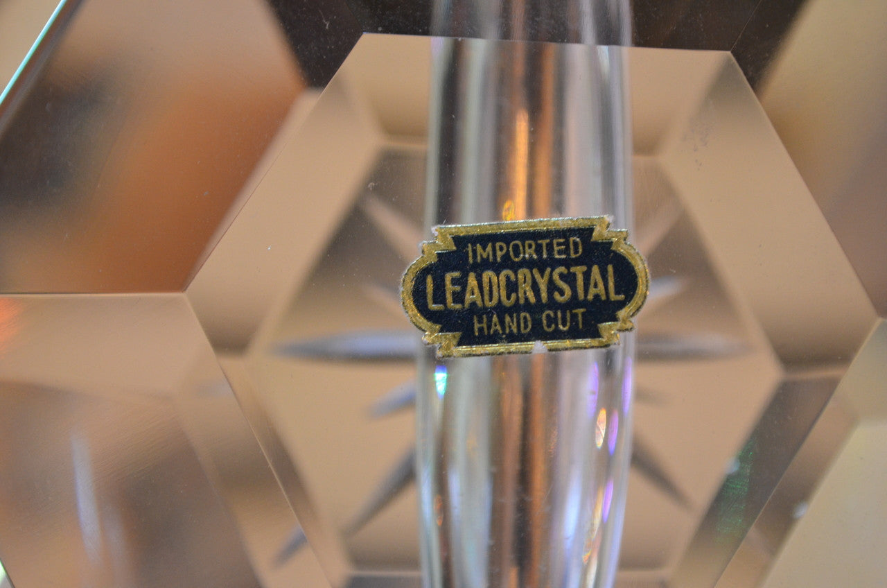Hollywood Regency Hand Cut Tall Lead Crystal Table Lamps - Pair