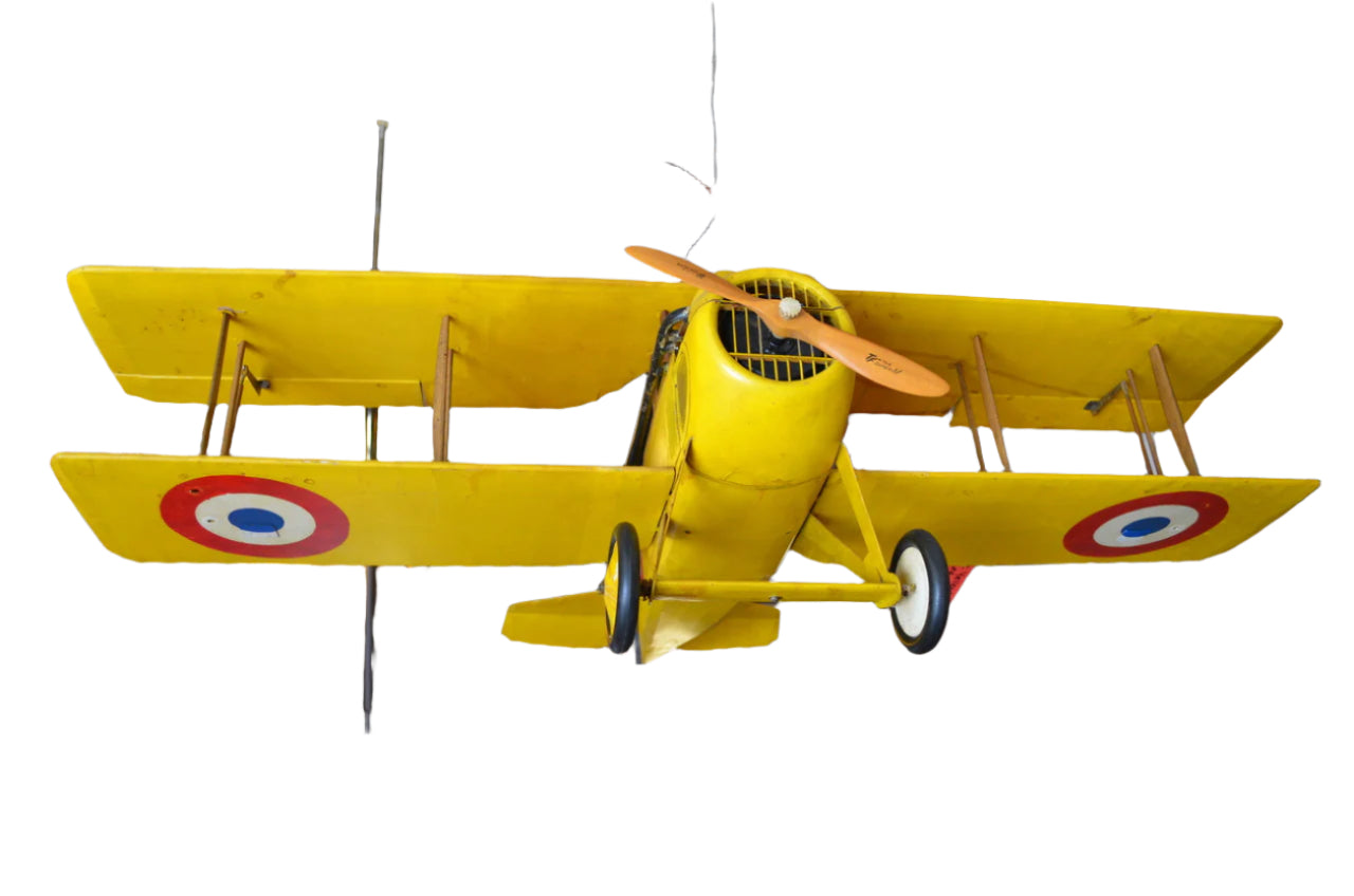 Vintage Yellow No Engine Bi Plane