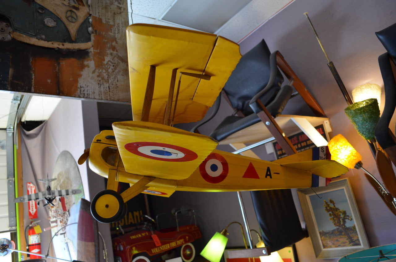 Vintage Yellow No Engine Bi Plane