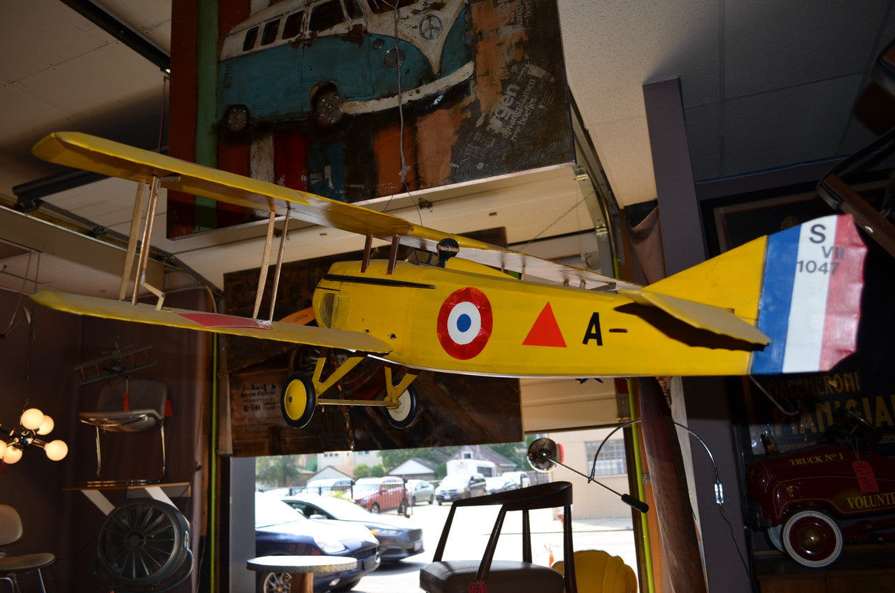 Vintage Yellow No Engine Bi Plane