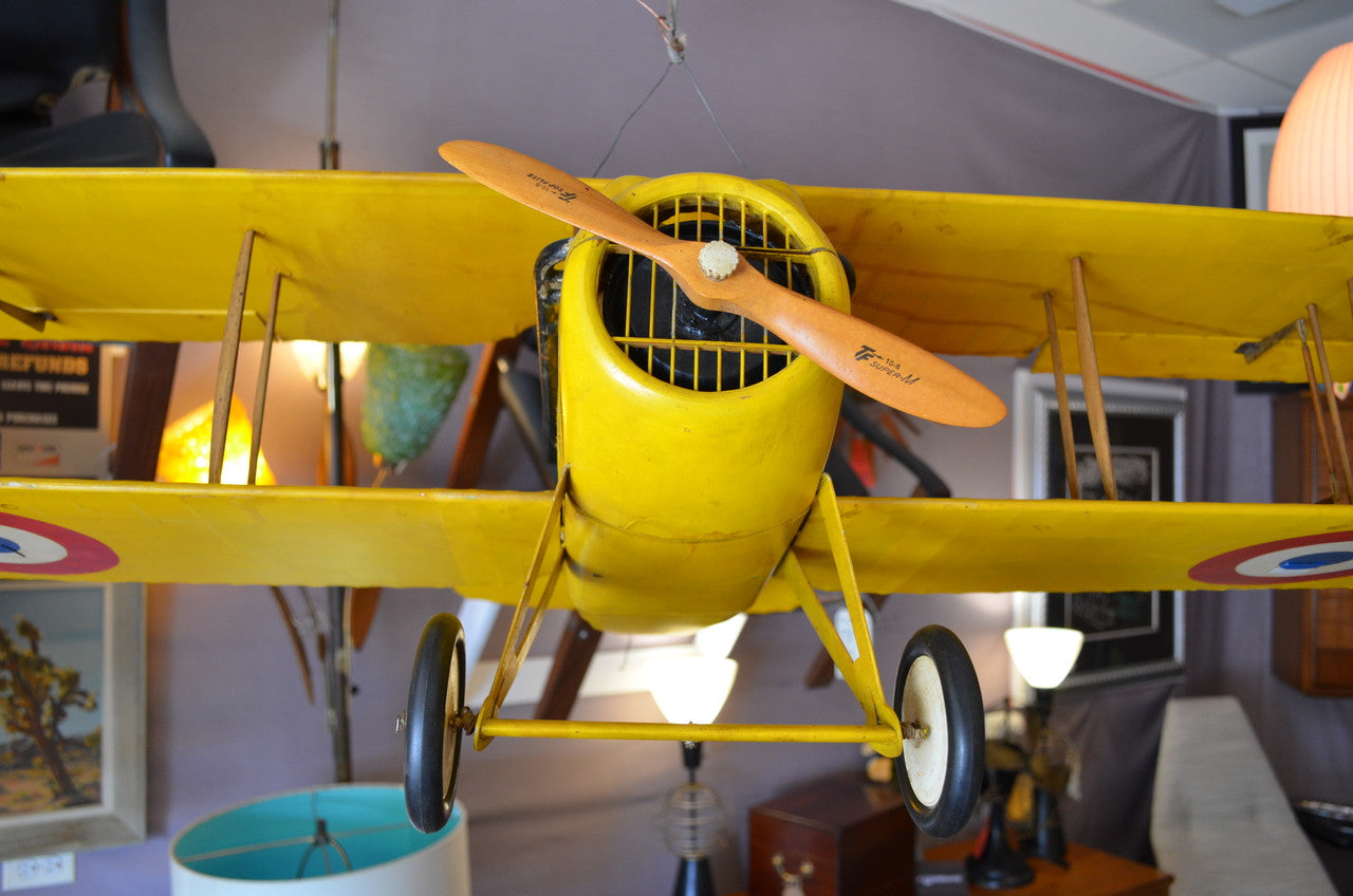 Vintage Yellow No Engine Bi-Plane
