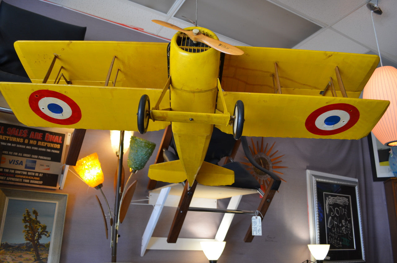 Vintage Yellow No Engine Bi Plane