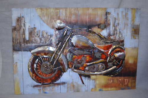 Industrial HandmadeMetal 3D Motorcycle Wall Art