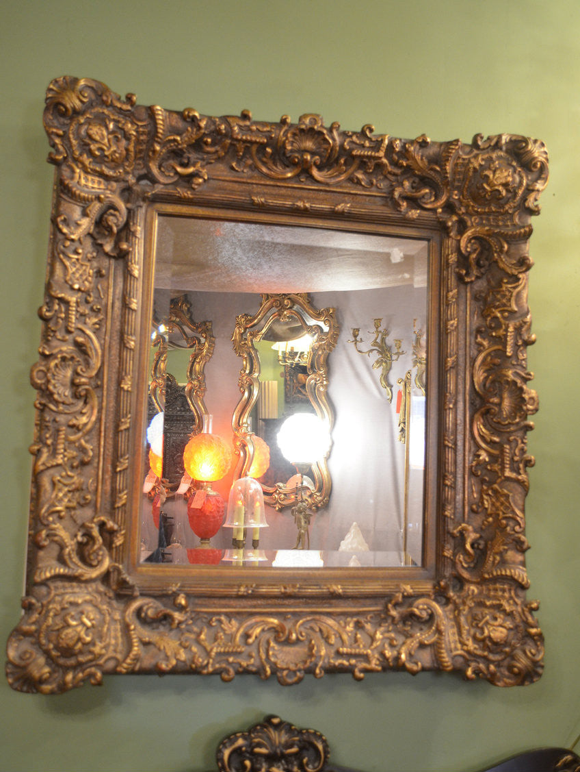 Antique Victorian Ornate Carved Wall Mirror