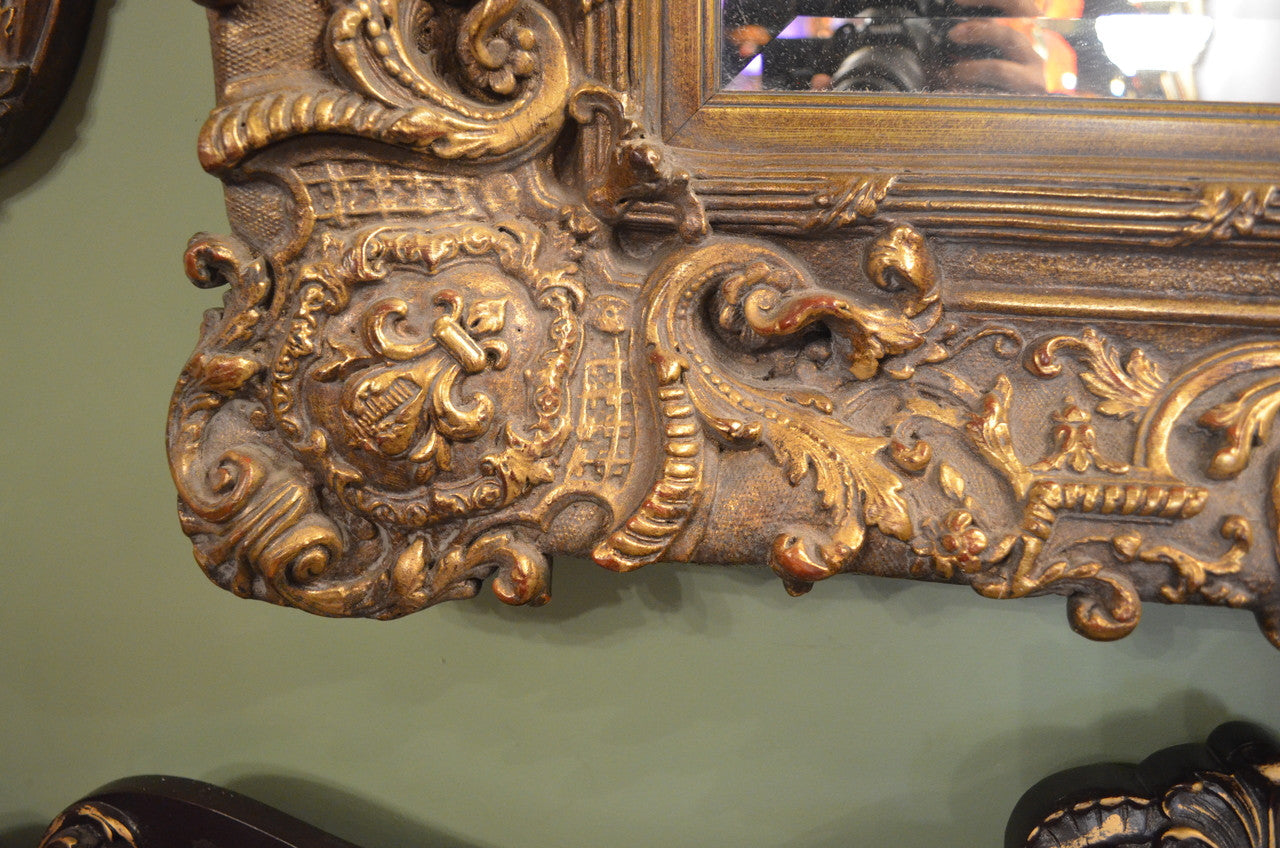 Antique Victorian Ornate Carved Wall Mirror
