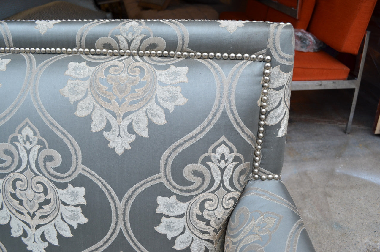 Victorian Drexel Sofa With Eagle Claw Feet and Two Ottomans Newly Upholstered