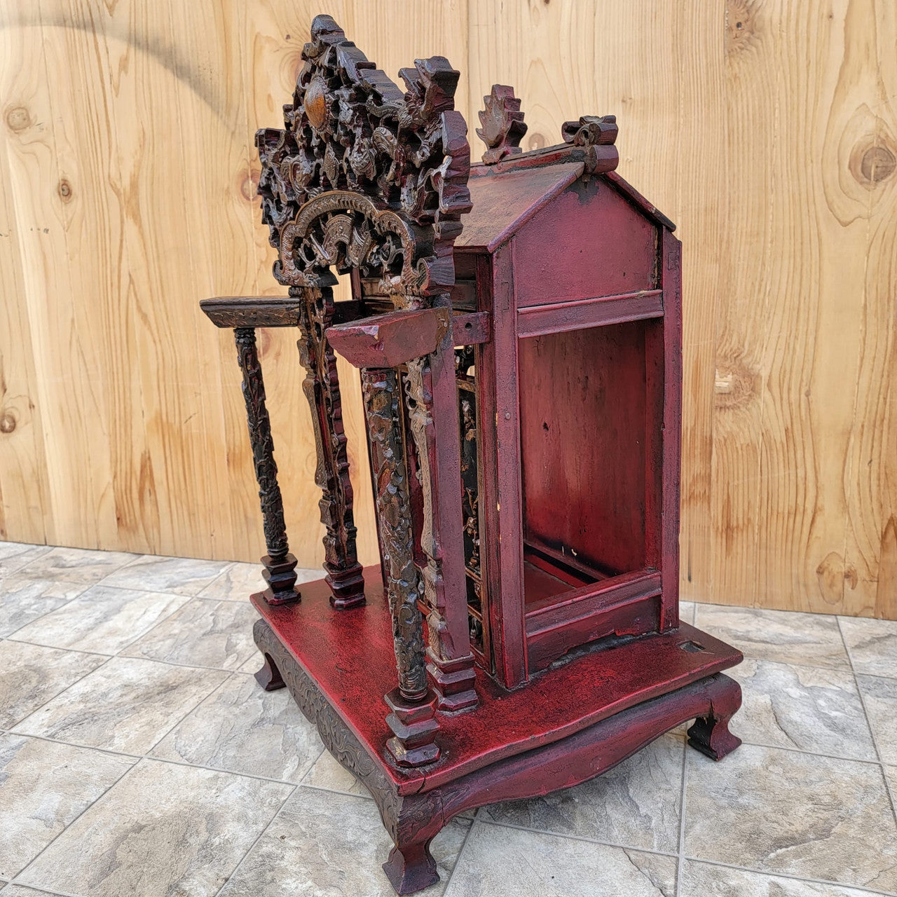 Antique Authentic Chinese Carved Ornate Shrine