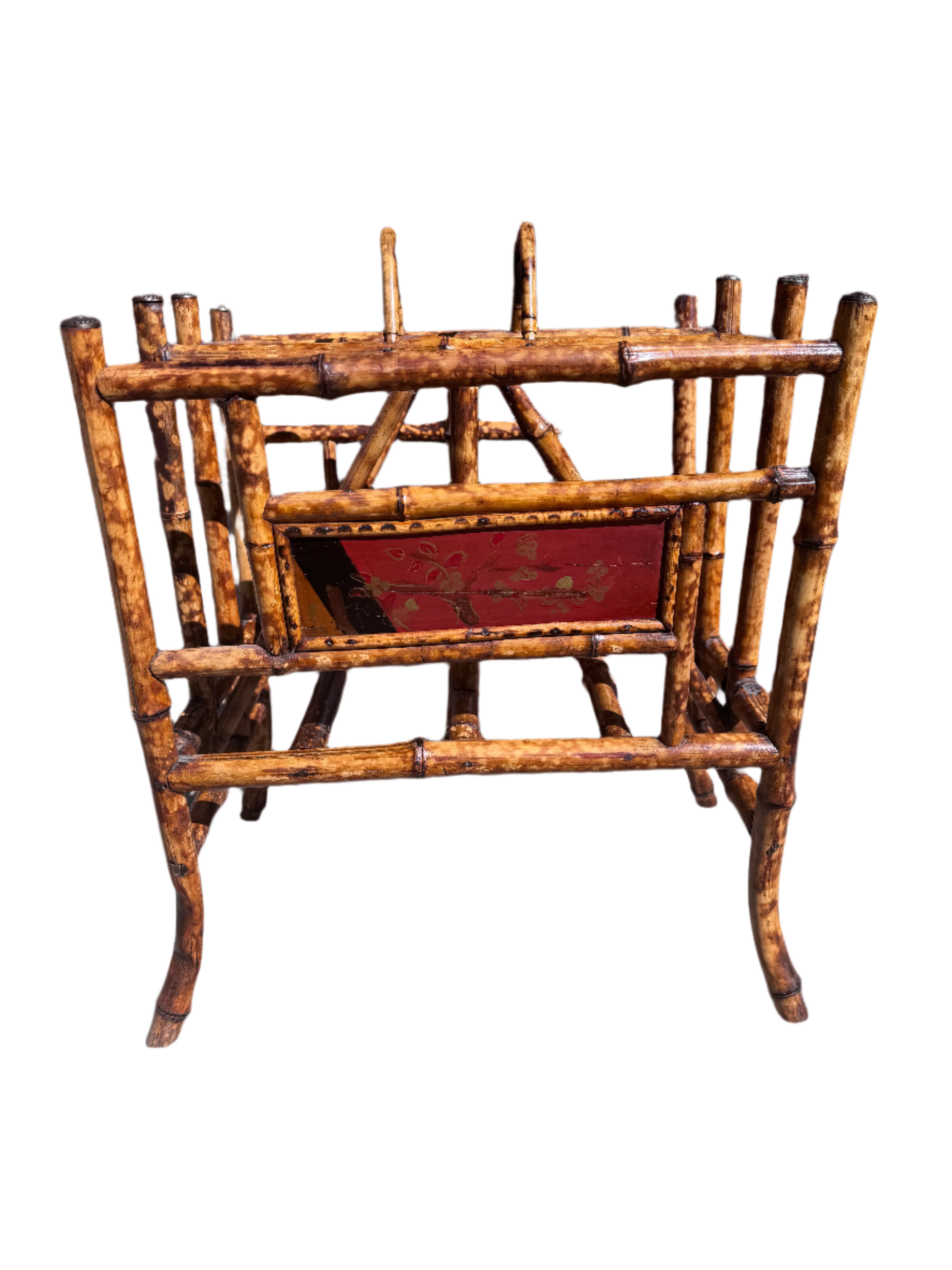 Antique Asian Style Bamboo Carved Magazine Book Rack Holder