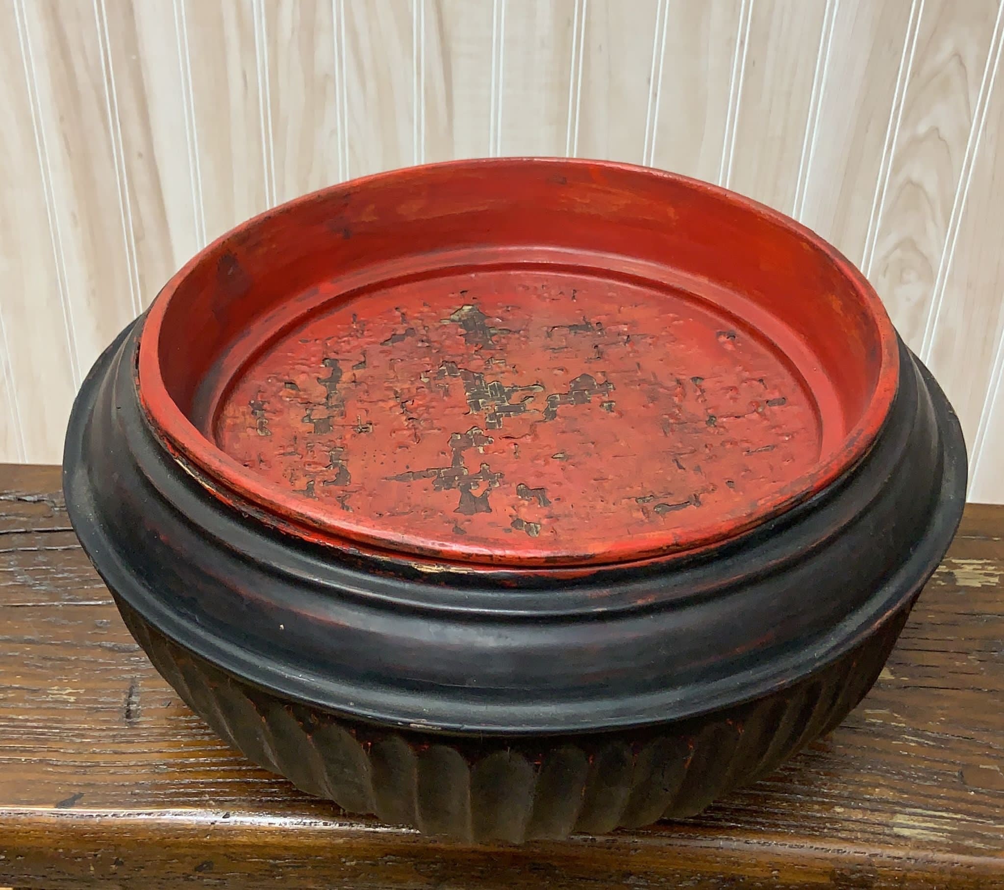 Antique Burmese Black Monk Offering Bowl Set