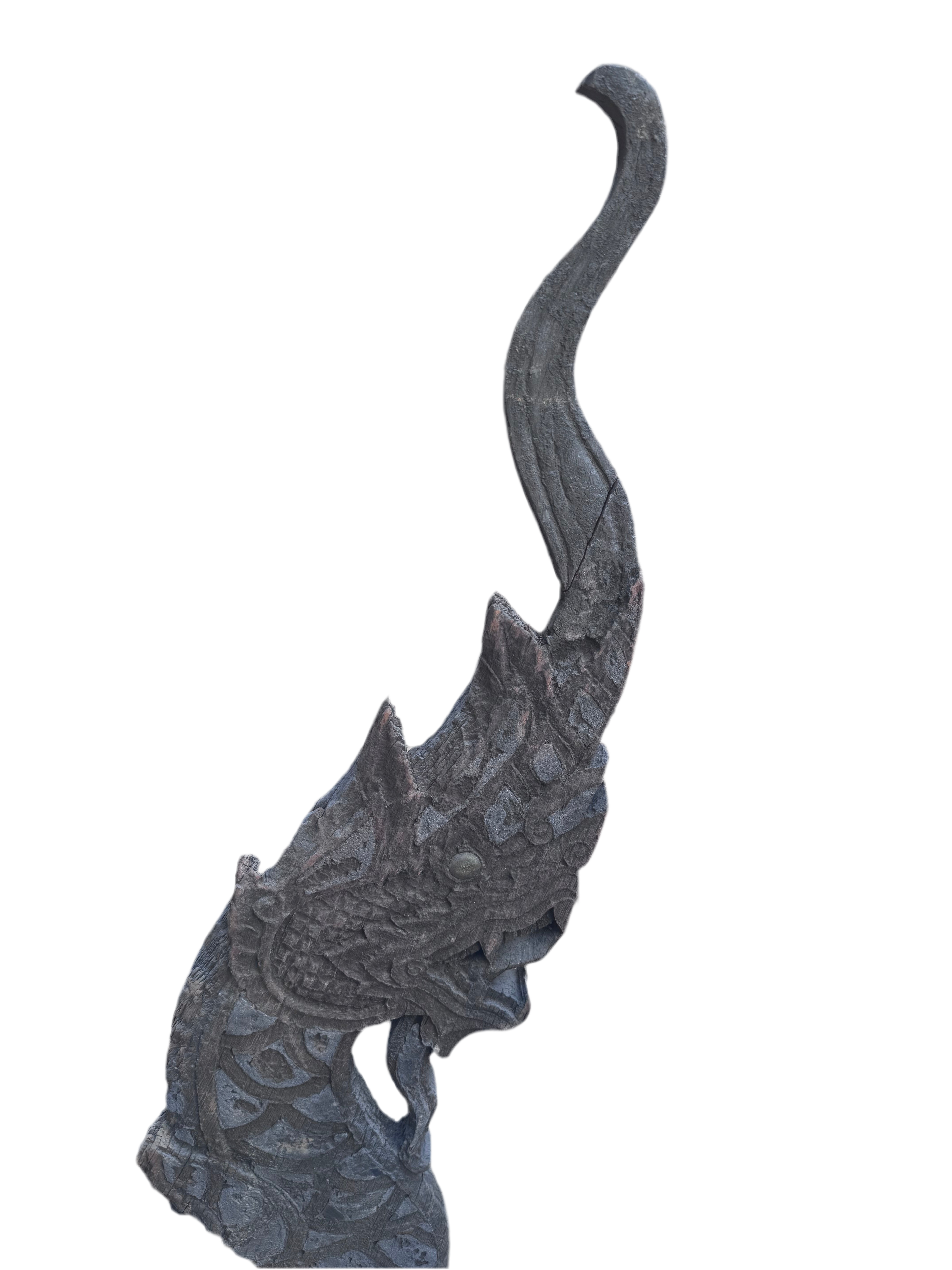 Antique Thai Naga Temple Finial on Stand