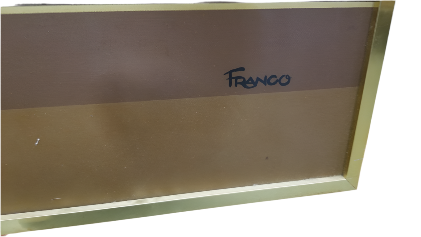 Abstract Skyline Painting on Canvas By Franco in a Gold Frame