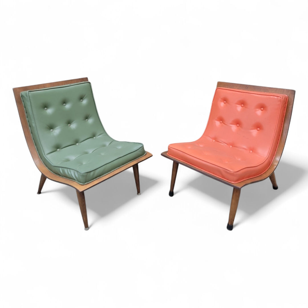Mid Century Modern Retro His & Hers Bentwood Scoop Chairs - Set of 2