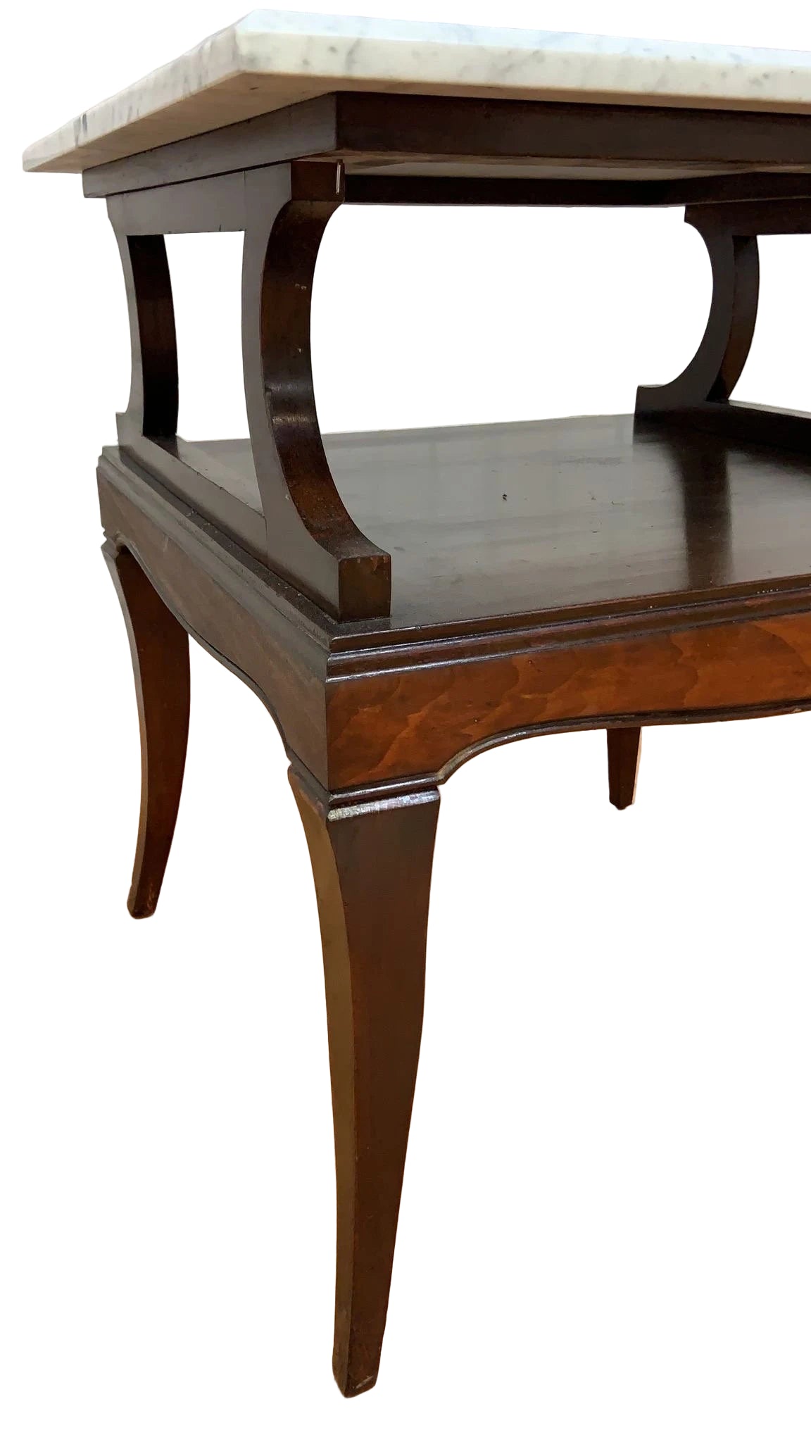 Vintage Carrara Marble and Mahogany Side/End/Accent Table