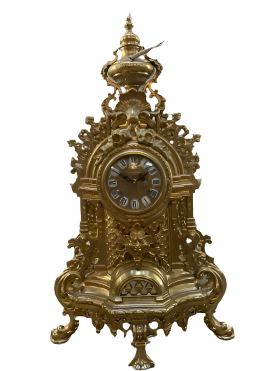 Vintage Victorian Style Ornate Mantle Clock and 2 Candelabras - Garniture Set