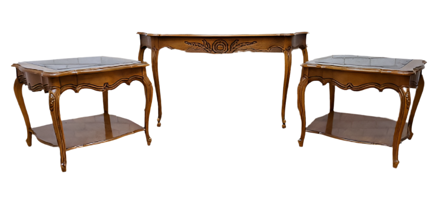 Vintage French Country Console Table and 2 Side Tables by Thomasville Furniture - 3 Piece Set