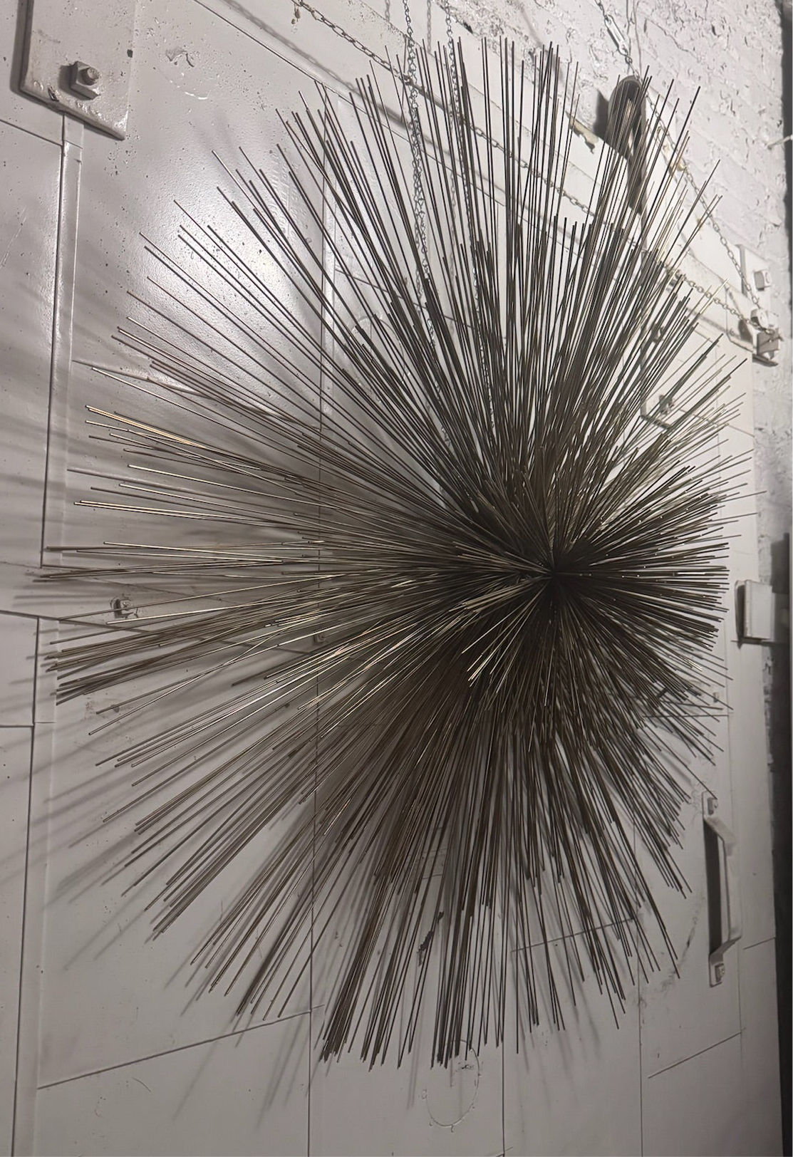Mid Century Modern Curtis Jeré Nickel Sea Urchin/Pom-Pom Wall Sculpture