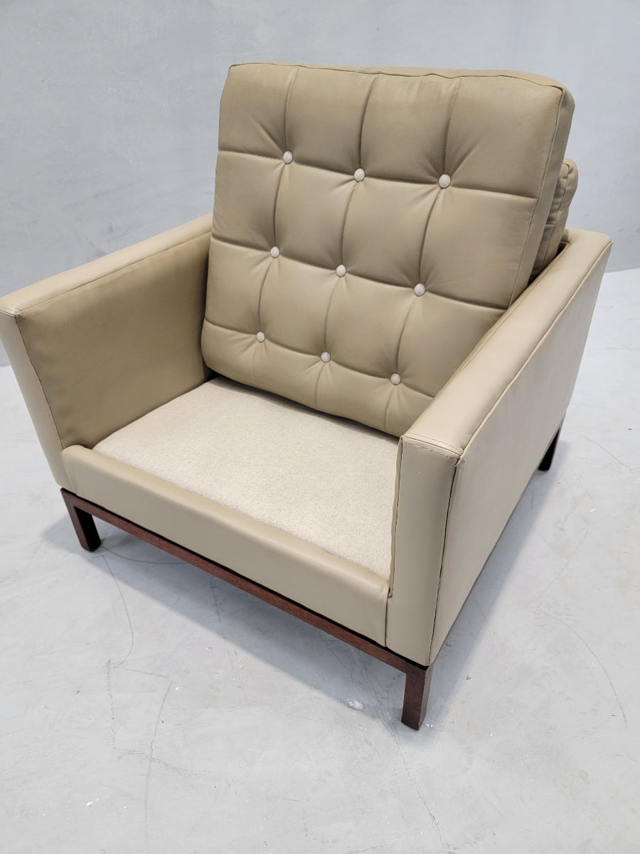 Mid Century Modern Florence Knoll Button Tufted Lounge Chair Newly Upholstered