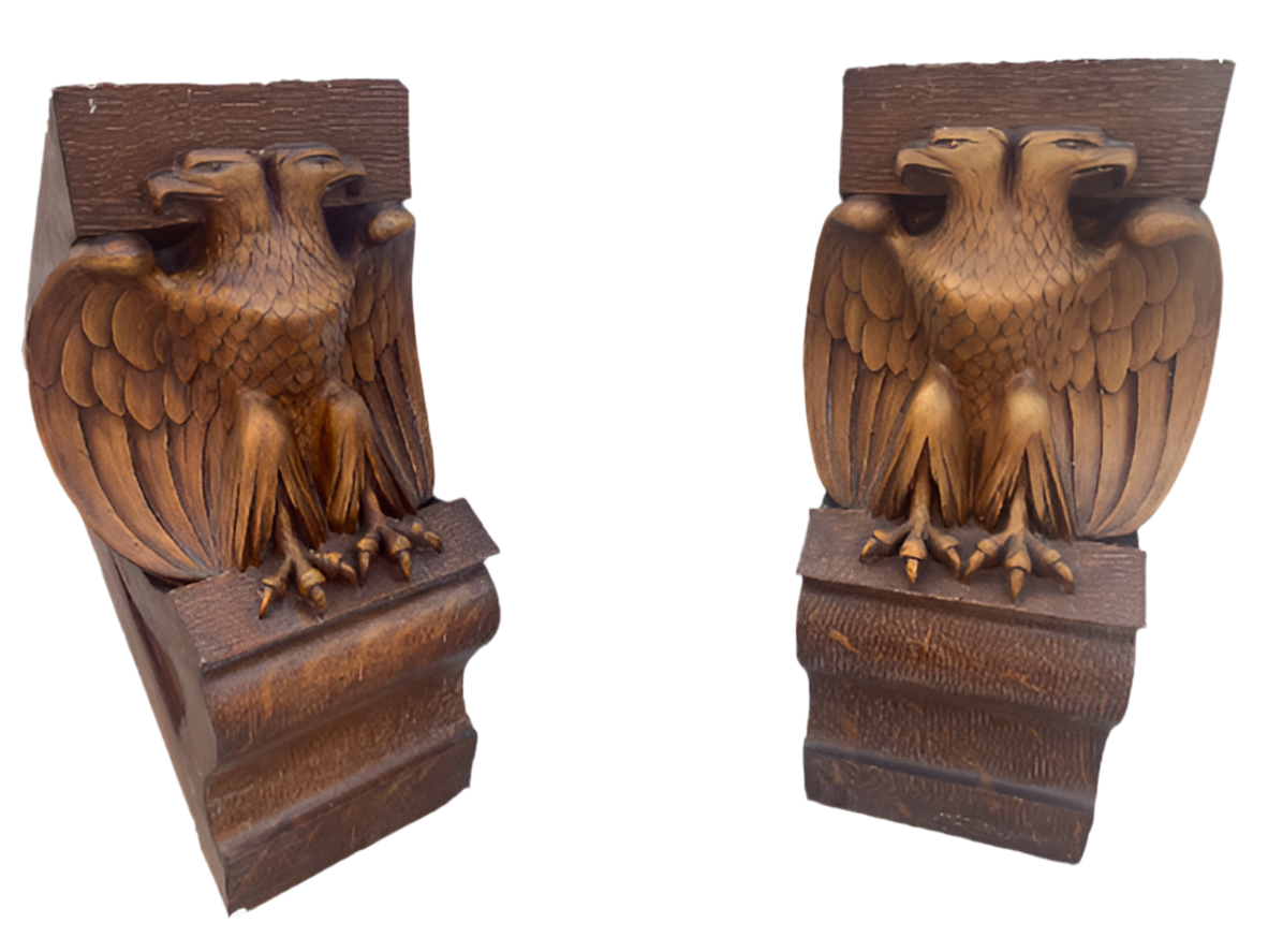 Antique Architectural Salvage Eagle Corbels - Pair