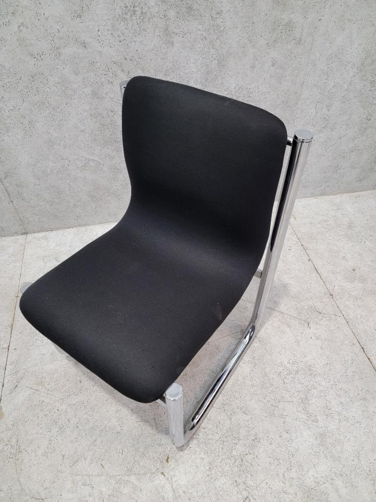 Mid Century Modern 
Hannah Morrison Style Chrome Tubular Sling Dining Chairs - Set of 4