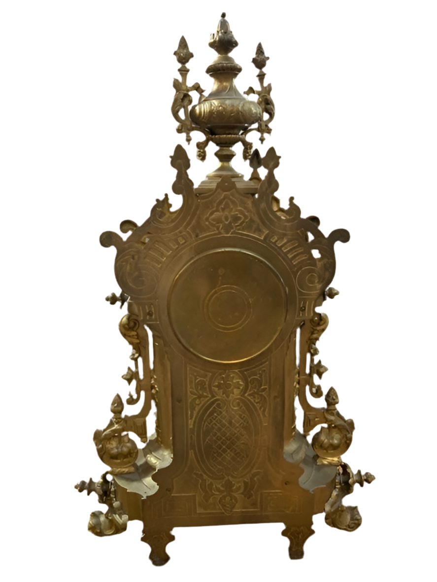 Vintage Victorian Style Ornate Mantle Clock and 2 Candelabras - Garniture Set