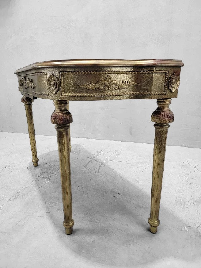 Vintage French Louis XVI Style Gold Gilt Demilune Console Table