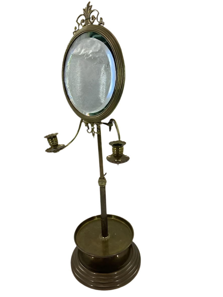 Antique Victorian Gilded Bronze Table Mirror/Candle Holder Sconce Fixture