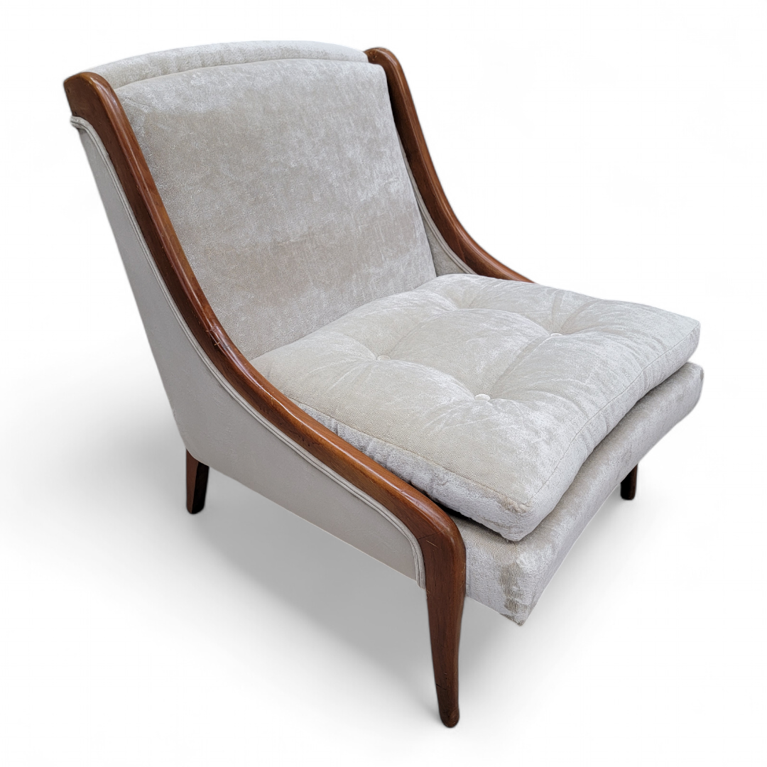 Mid Century Modern Ben Seibel Slipper Chairs Set Newly Reupholstered in Velvet - 3 Piece Set