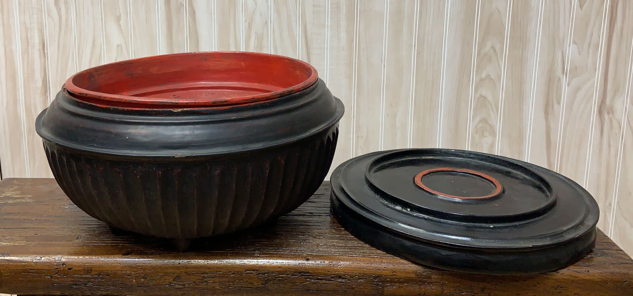 Antique Burmese Black Monk Offering Bowl Set