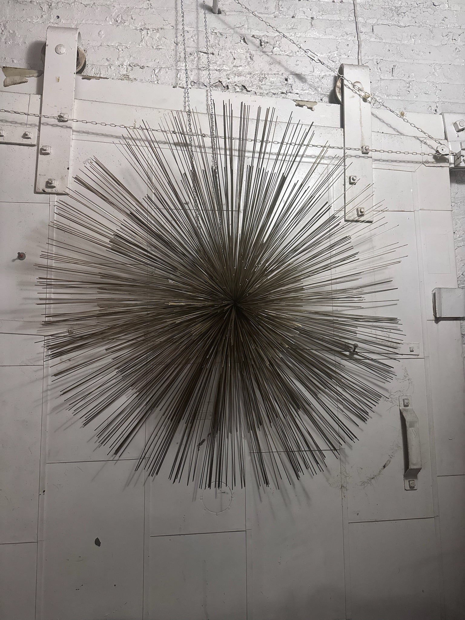 Mid Century Modern Curtis Jeré Nickel Sea Urchin/Pom-Pom Wall Sculpture