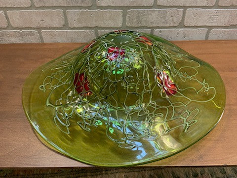 Murano Glass Green Hat Vase Bowl