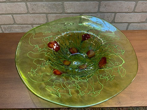 Murano Glass Green Hat Vase Bowl