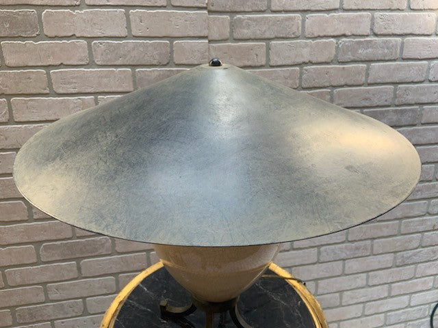 Vintage Karl Springer Style Ceramic Table Lamps With Metal Shades - Pair