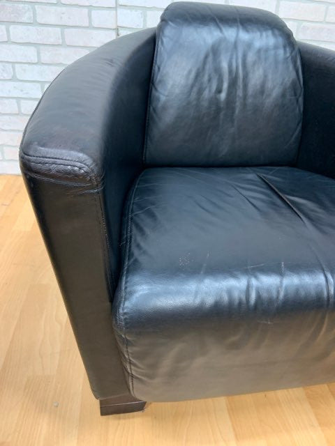 Mid Century Modern Nicoletti Calia Salotti Black Leather Chairs - Pair