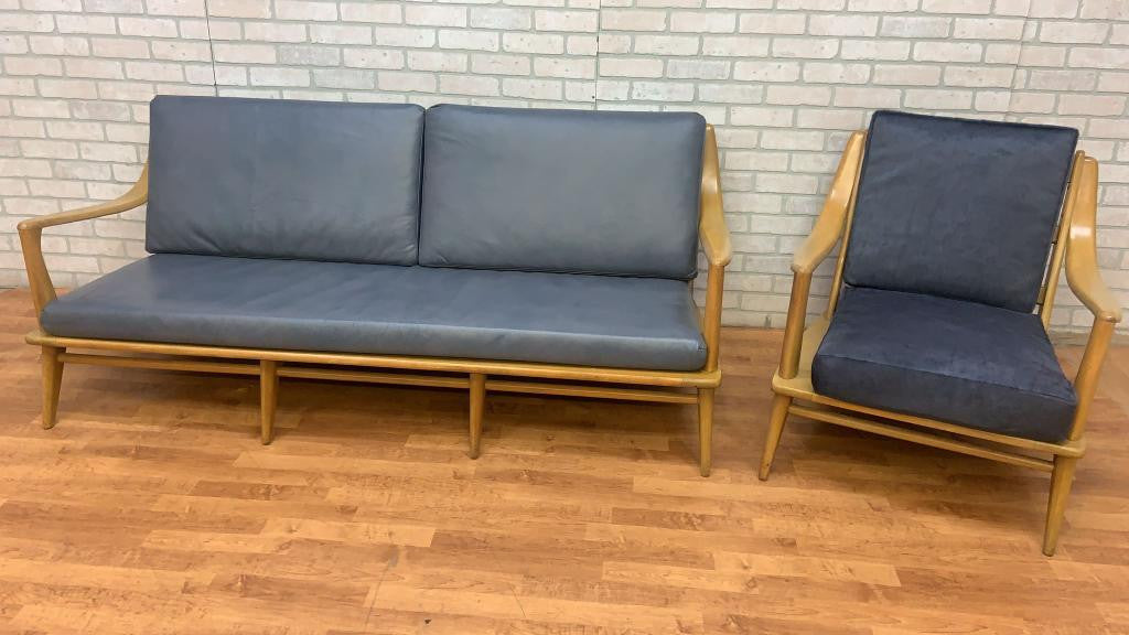 Mid Century Modern Heywood Wakefield Aristocraft Sofa & Armchair Newly Reupholstered - 2 Piece Set