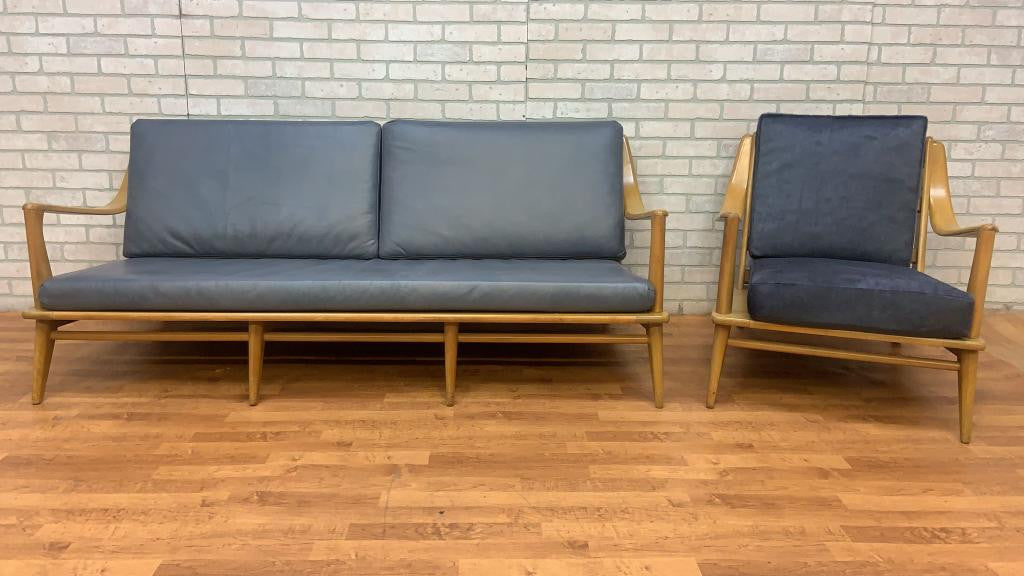 Mid Century Modern Heywood Wakefield Aristocraft Sofa & Armchair Newly Reupholstered - 2 Piece Set