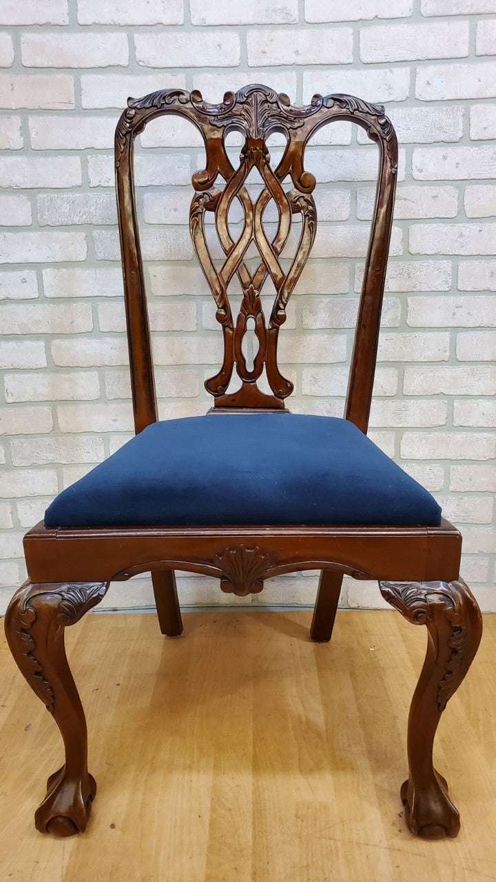 Vintage Hand Carved Mahogany Chippendale Eagle Claw Dining Chairs - Set of 6
