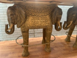 Vintage Asian Modern Hancock & Moore Style Two-Headed Elephant Form Bar Table