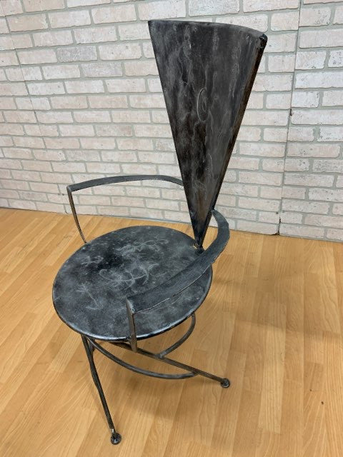 Metal Side Chair with Triangle Back and Round Seat