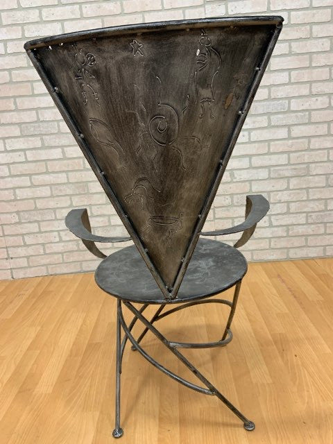 Metal Side Chair with Triangle Back and Round Seat