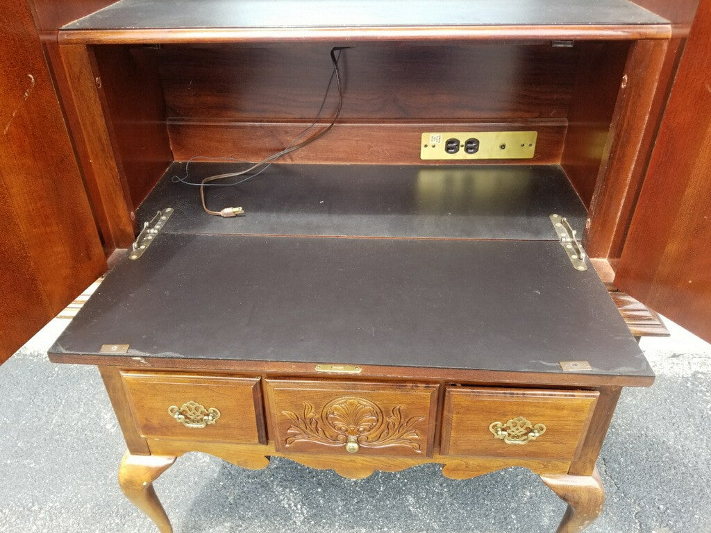 American Drew Traditional Highboy Chest Designed Into Liquor Cabinet