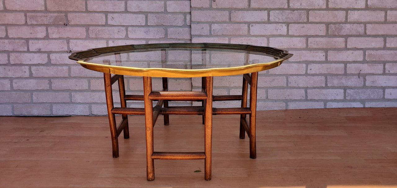 Hollywood Regency Chinoiserie Faux-Bamboo Cocktail Table