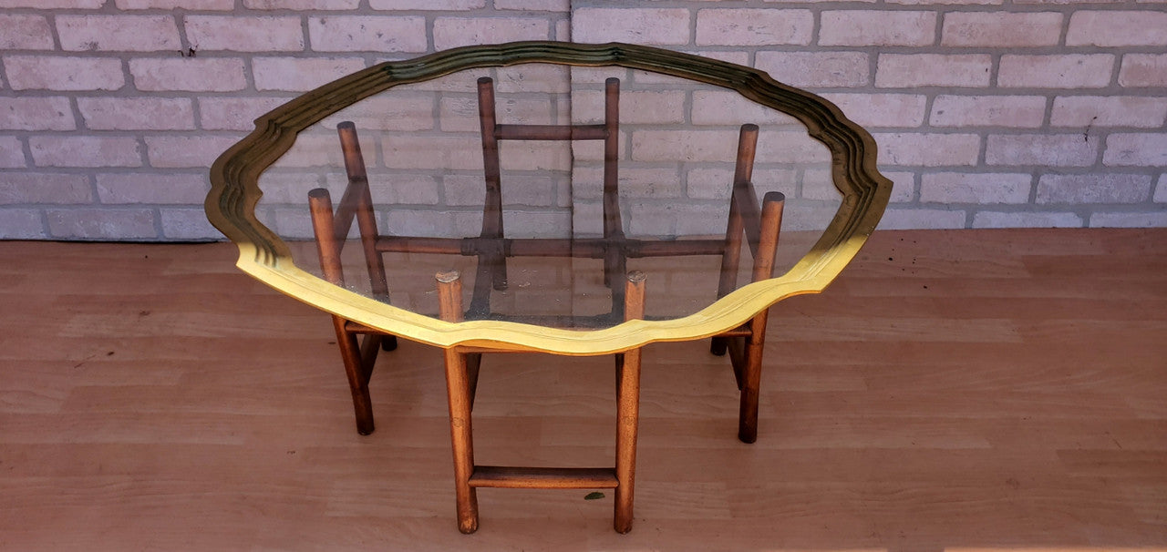 Hollywood Regency Chinoiserie Faux-Bamboo Cocktail Table