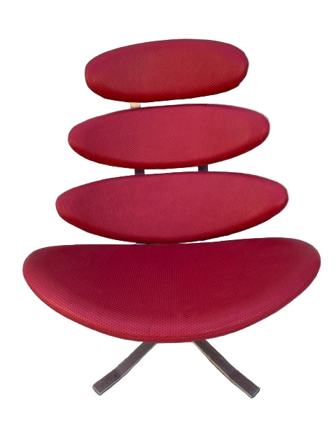 MCM Corona Chair by Poul M. Volther Newly Reupholstered in Embossed Red Leather