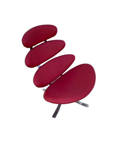 MCM Corona Chair by Poul M. Volther Newly Reupholstered in Embossed Red Leather