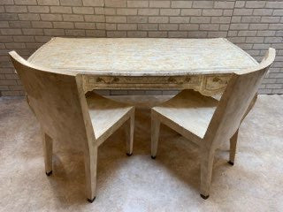 Maitland and Smith Tessellated Marble Desk and Two Matching Chairs - 3 Piece Set