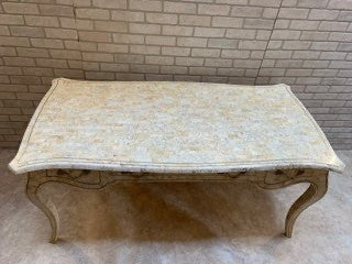 Maitland and Smith Tessellated Marble Desk and Two Matching Chairs - 3 Piece Set